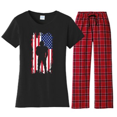 America Football Flag Women's Flannel Pajama Set