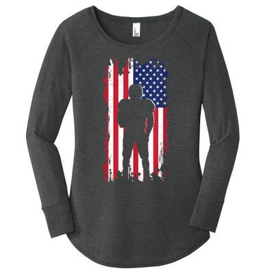 America Football Flag Women's Perfect Tri Tunic Long Sleeve Shirt