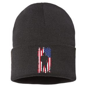 America Football Flag Sustainable Knit Beanie