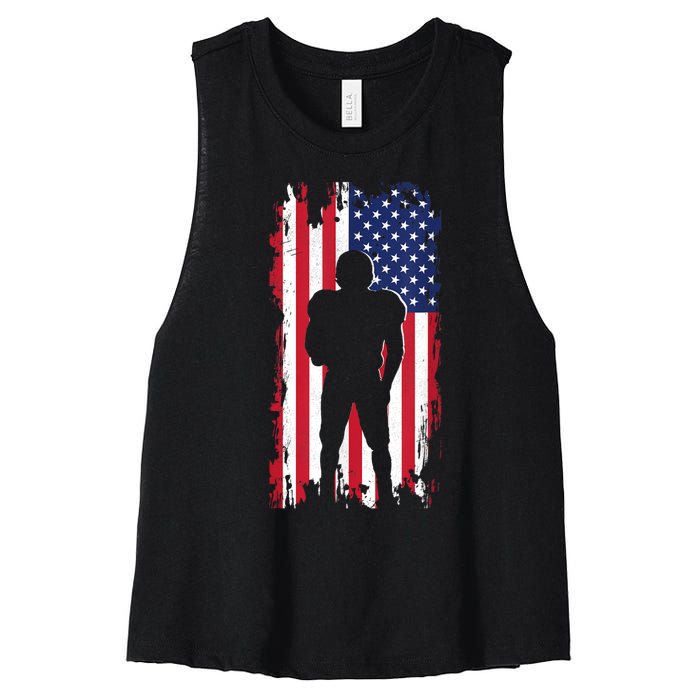 America Football Flag Women's Racerback Cropped Tank