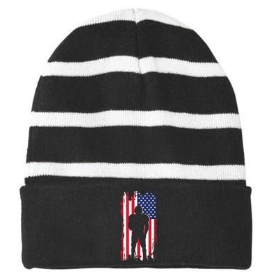 America Football Flag Striped Beanie with Solid Band