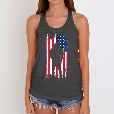 America Football Flag Women's Knotted Racerback Tank