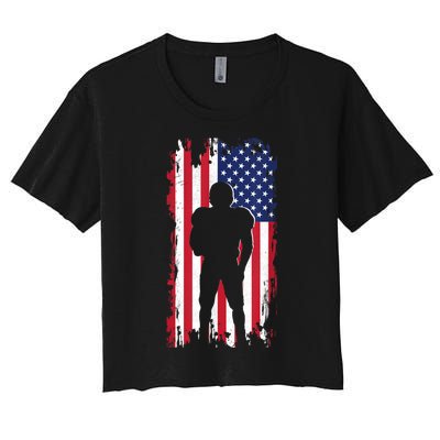 America Football Flag Women's Crop Top Tee