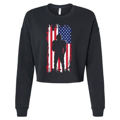 America Football Flag Cropped Pullover Crew