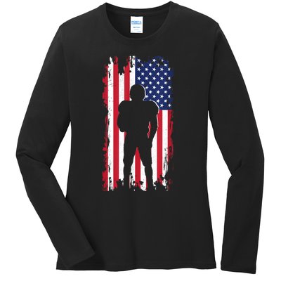 America Football Flag Ladies Long Sleeve Shirt