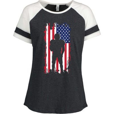 America Football Flag Enza Ladies Jersey Colorblock Tee