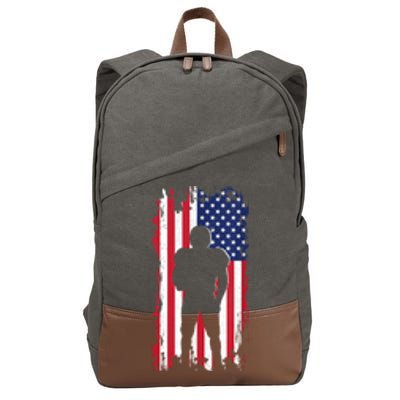 America Football Flag Cotton Canvas Backpack