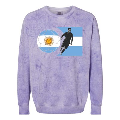 Argentina Flag Football Player World Game Winner Soccer Team Gift Colorblast Crewneck Sweatshirt