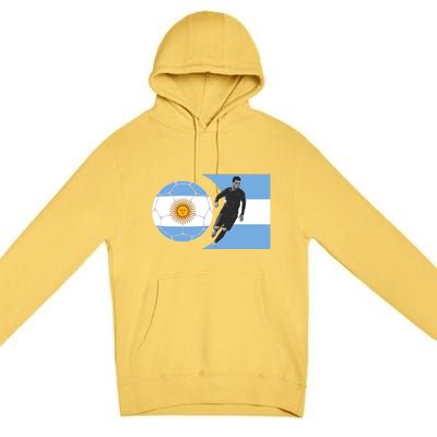 Argentina Flag Football Player World Game Winner Soccer Team Gift Premium Pullover Hoodie