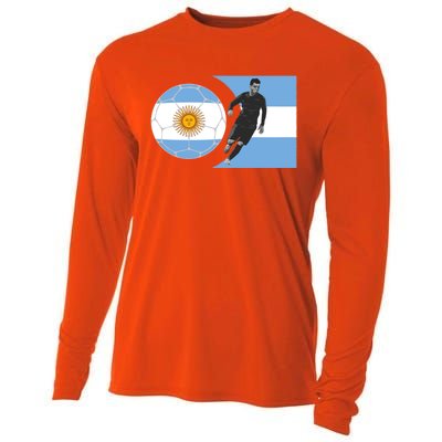 Argentina Flag Football Player World Game Winner Soccer Team Gift Cooling Performance Long Sleeve Crew