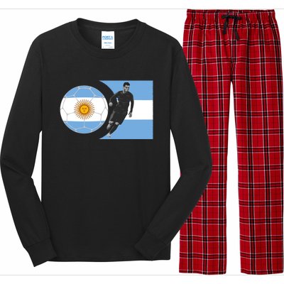 Argentina Flag Football Player World Game Winner Soccer Team Gift Long Sleeve Pajama Set