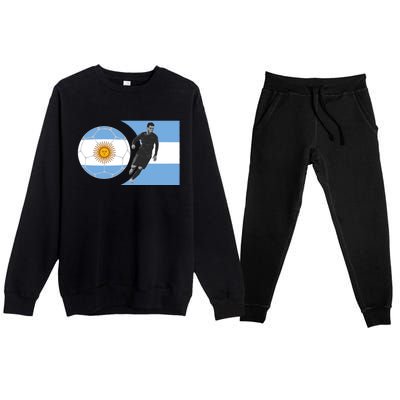 Argentina Flag Football Player World Game Winner Soccer Team Gift Premium Crewneck Sweatsuit Set