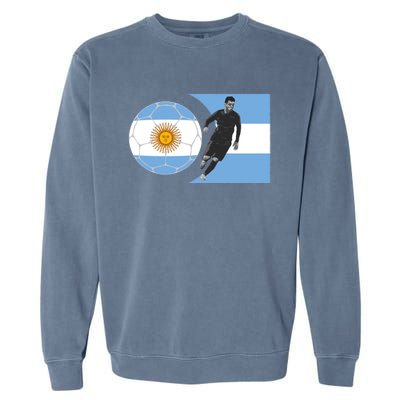 Argentina Flag Football Player World Game Winner Soccer Team Gift Garment-Dyed Sweatshirt