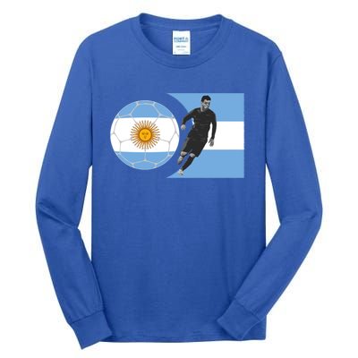 Argentina Flag Football Player World Game Winner Soccer Team Gift Tall Long Sleeve T-Shirt