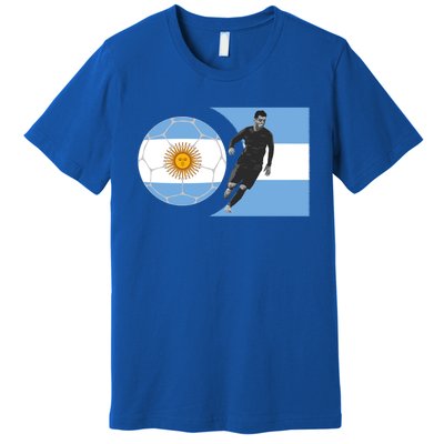 Argentina Flag Football Player World Game Winner Soccer Team Gift Premium T-Shirt