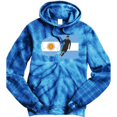 Argentina Flag Football Player World Game Winner Soccer Team Gift Tie Dye Hoodie