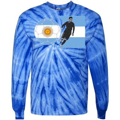 Argentina Flag Football Player World Game Winner Soccer Team Gift Tie-Dye Long Sleeve Shirt