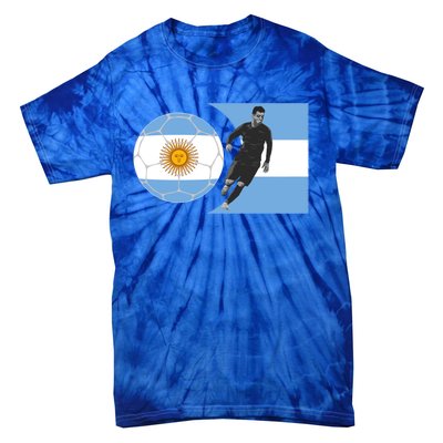 Argentina Flag Football Player World Game Winner Soccer Team Gift Tie-Dye T-Shirt