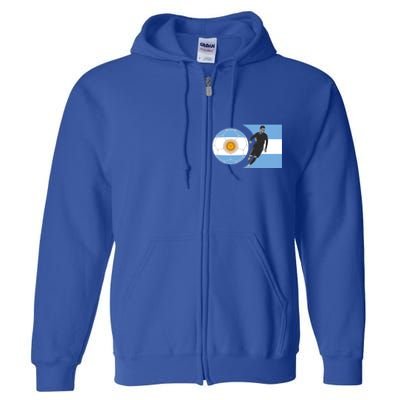 Argentina Flag Football Player World Game Winner Soccer Team Gift Full Zip Hoodie