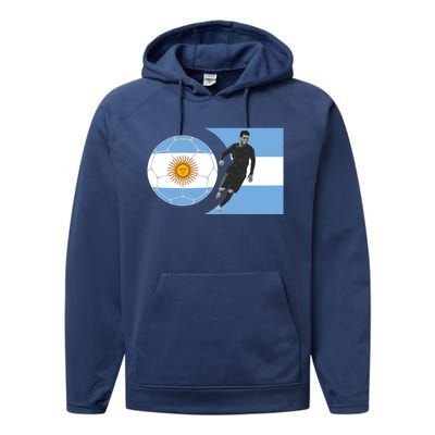 Argentina Flag Football Player World Game Winner Soccer Team Gift Performance Fleece Hoodie