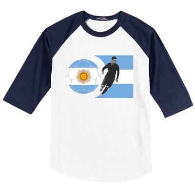 Argentina Flag Football Player World Game Winner Soccer Team Gift Baseball Sleeve Shirt