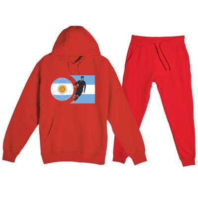 Argentina Flag Football Player World Game Winner Soccer Team Gift Premium Hooded Sweatsuit Set