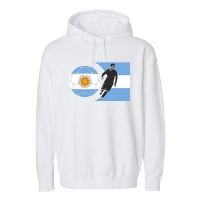 Argentina Flag Football Player World Game Winner Soccer Team Gift Garment-Dyed Fleece Hoodie