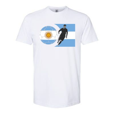 Argentina Flag Football Player World Game Winner Soccer Team Gift Softstyle CVC T-Shirt