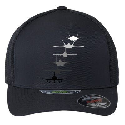 Air Force Fighter Jets F4 F111 F15 F16 F22 F35  Flexfit Unipanel Trucker Cap