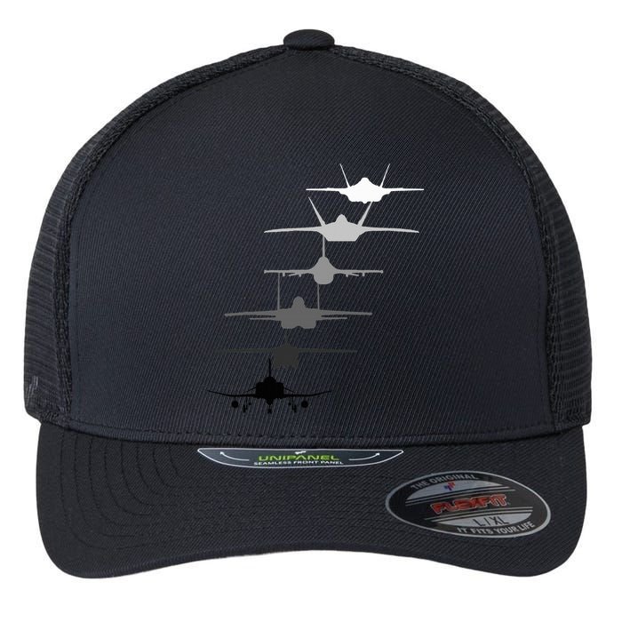 Air Force Fighter Jets F4 F111 F15 F16 F22 F35  Flexfit Unipanel Trucker Cap