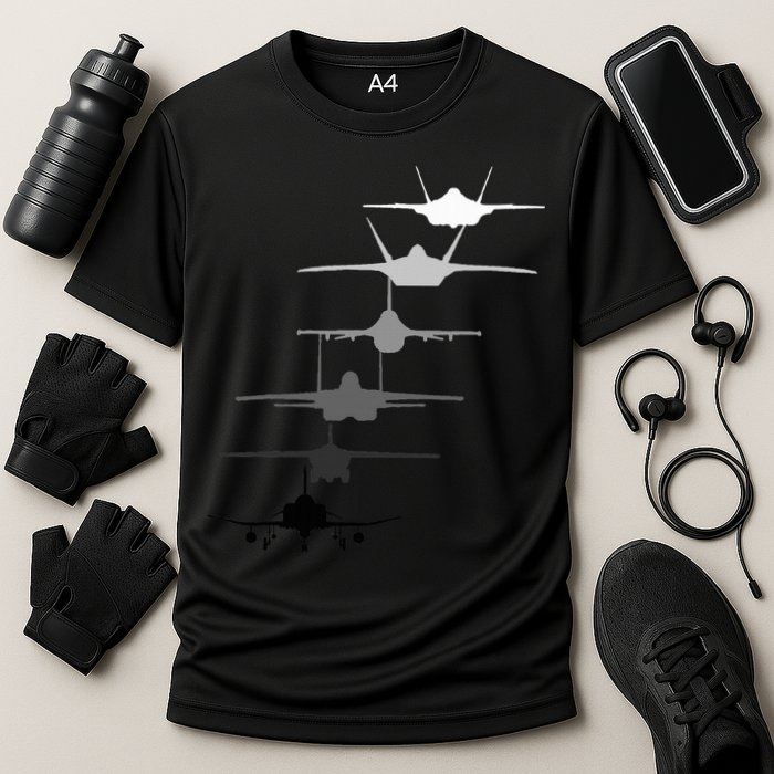 Air Force Fighter Jets F4 F111 F15 F16 F22 F35  Cooling Performance Crew T-Shirt