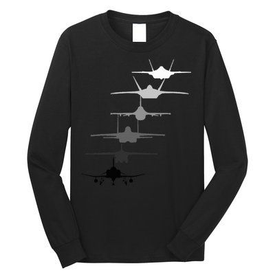 Air Force Fighter Jets F4 F111 F15 F16 F22 F35  Long Sleeve Shirt
