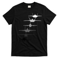 Air Force Fighter Jets F4 F111 F15 F16 F22 F35  T-Shirt