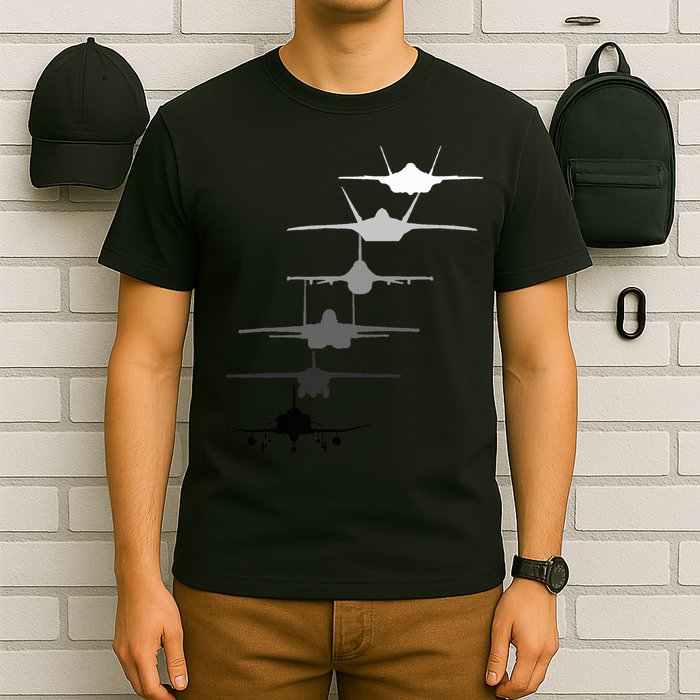 Air Force Fighter Jets F4 F111 F15 F16 F22 F35  T-Shirt