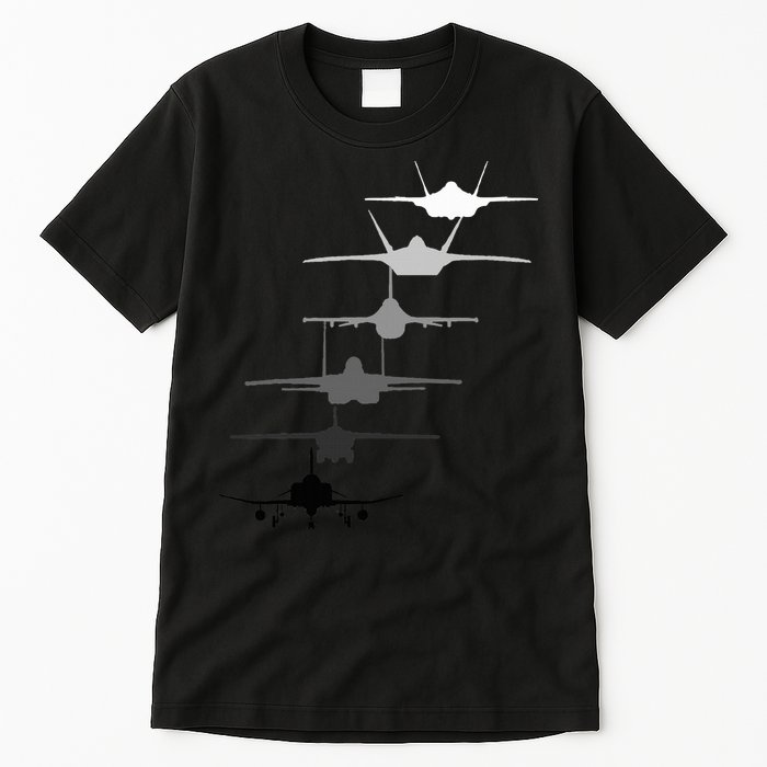 Air Force Fighter Jets F4 F111 F15 F16 F22 F35  Tall T-Shirt