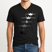Air Force Fighter Jets F4 F111 F15 F16 F22 F35  V-Neck T-Shirt