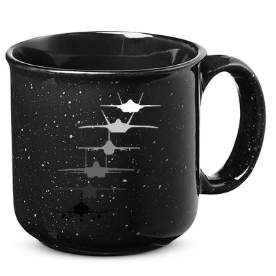 Air Force Fighter Jets F4 F111 F15 F16 F22 F35  15oz Campfire Ceramic Mug
