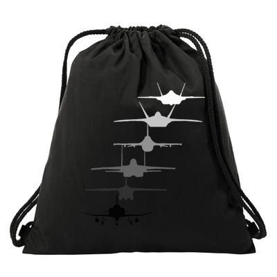 Air Force Fighter Jets F4 F111 F15 F16 F22 F35  Drawstring Bag