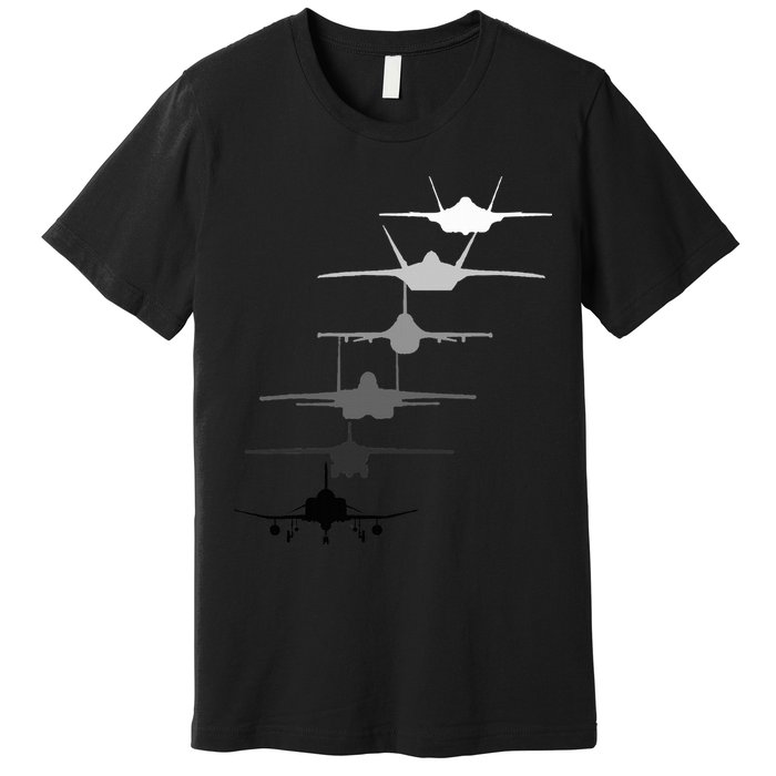 Air Force Fighter Jets F4 F111 F15 F16 F22 F35  Premium T-Shirt
