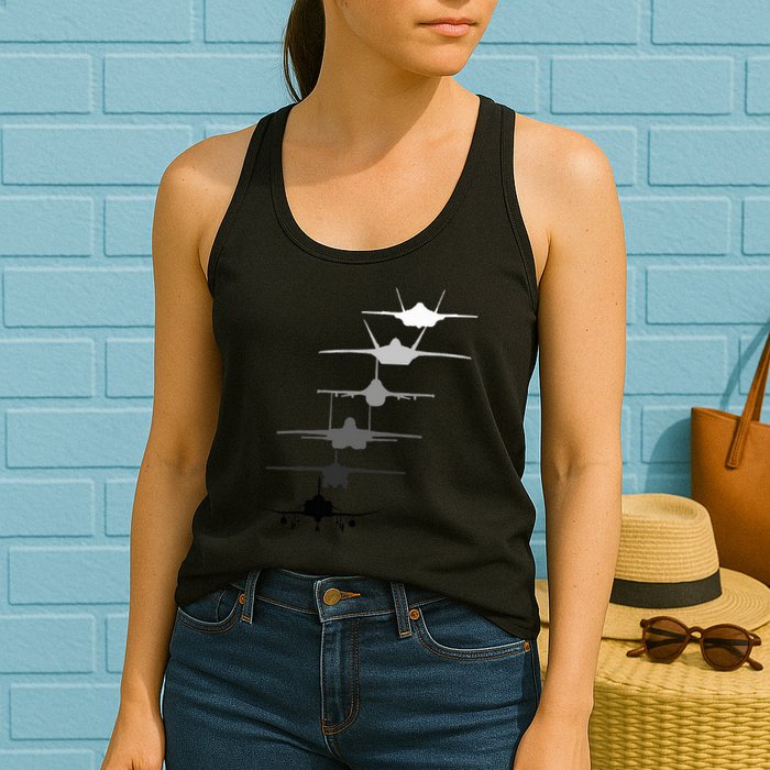 Air Force Fighter Jets F4 F111 F15 F16 F22 F35  Womens Tank Top