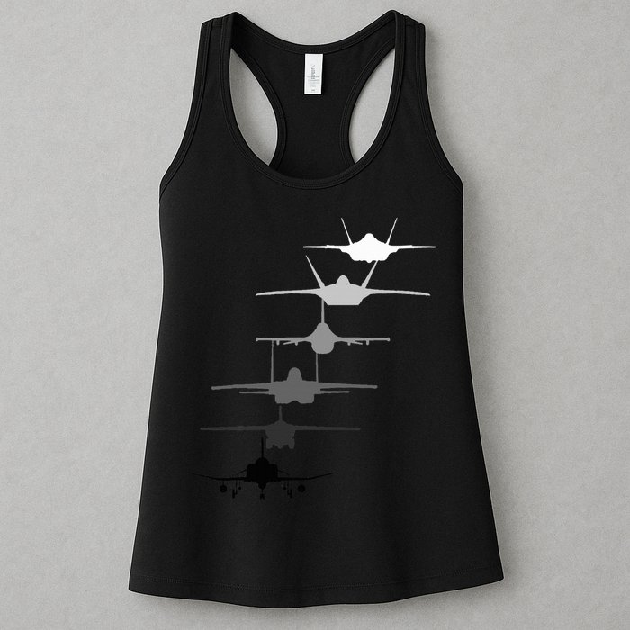 Air Force Fighter Jets F4 F111 F15 F16 F22 F35  Womens Tank Top