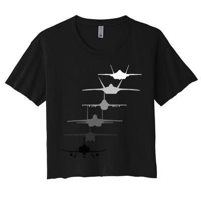Air Force Fighter Jets F4 F111 F15 F16 F22 F35  Crop Top