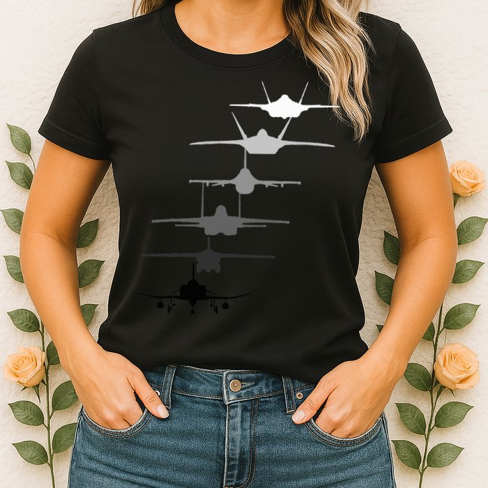 Air Force Fighter Jets F4 F111 F15 F16 F22 F35  Womens T-Shirt