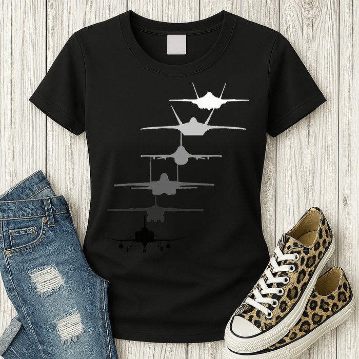 Air Force Fighter Jets F4 F111 F15 F16 F22 F35  Womens T-Shirt