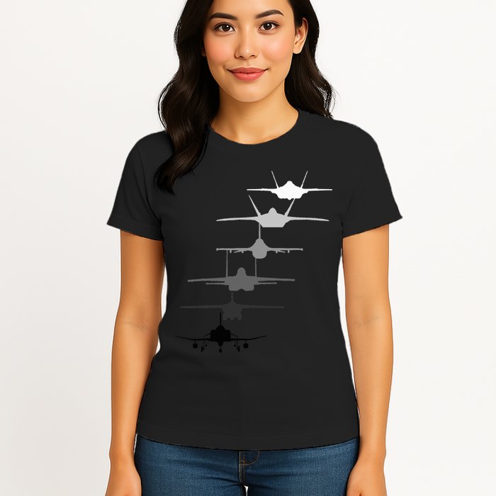 Air Force Fighter Jets F4 F111 F15 F16 F22 F35  Womens T-Shirt