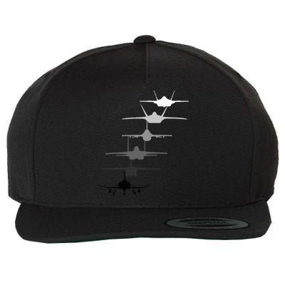 Air Force Fighter Jets F4 F111 F15 F16 F22 F35  Wool Snapback Cap