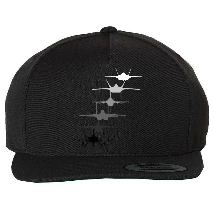 Air Force Fighter Jets F4 F111 F15 F16 F22 F35  Wool Snapback Cap