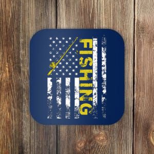 American Flag Fishing Rod USA Patriotic Hoodie Coaster