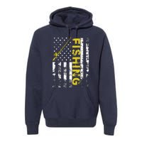 American Flag Fishing Rod USA Patriotic Hoodie Premium Hoodie