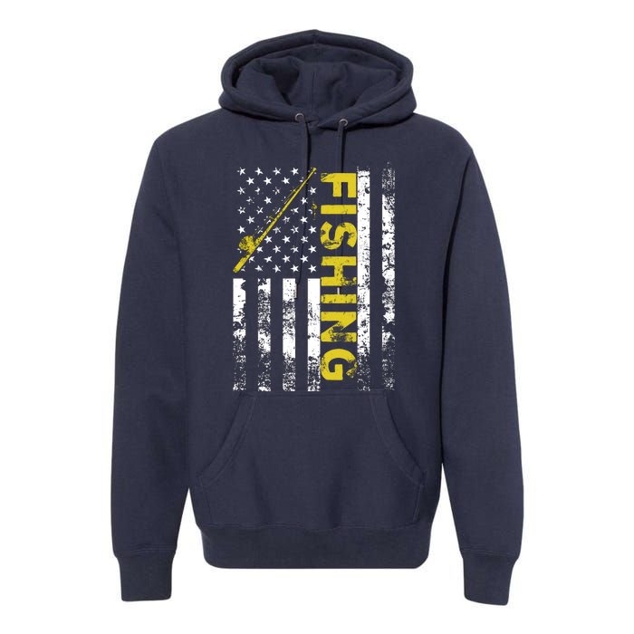 American Flag Fishing Rod USA Patriotic Hoodie Premium Hoodie